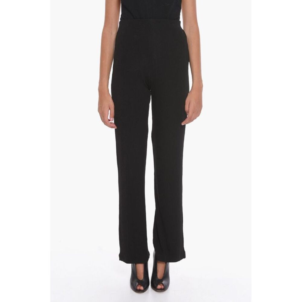 Ribbed High-Waist Palazzo Trousers